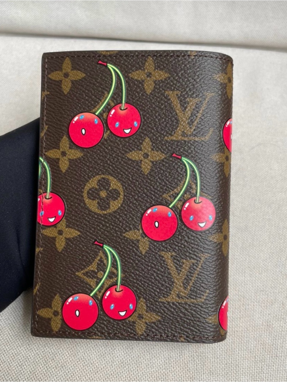 Louis Vuitton Monogram Cherry Passport Cover - Brown with Red Accents - Picture 3 of 5